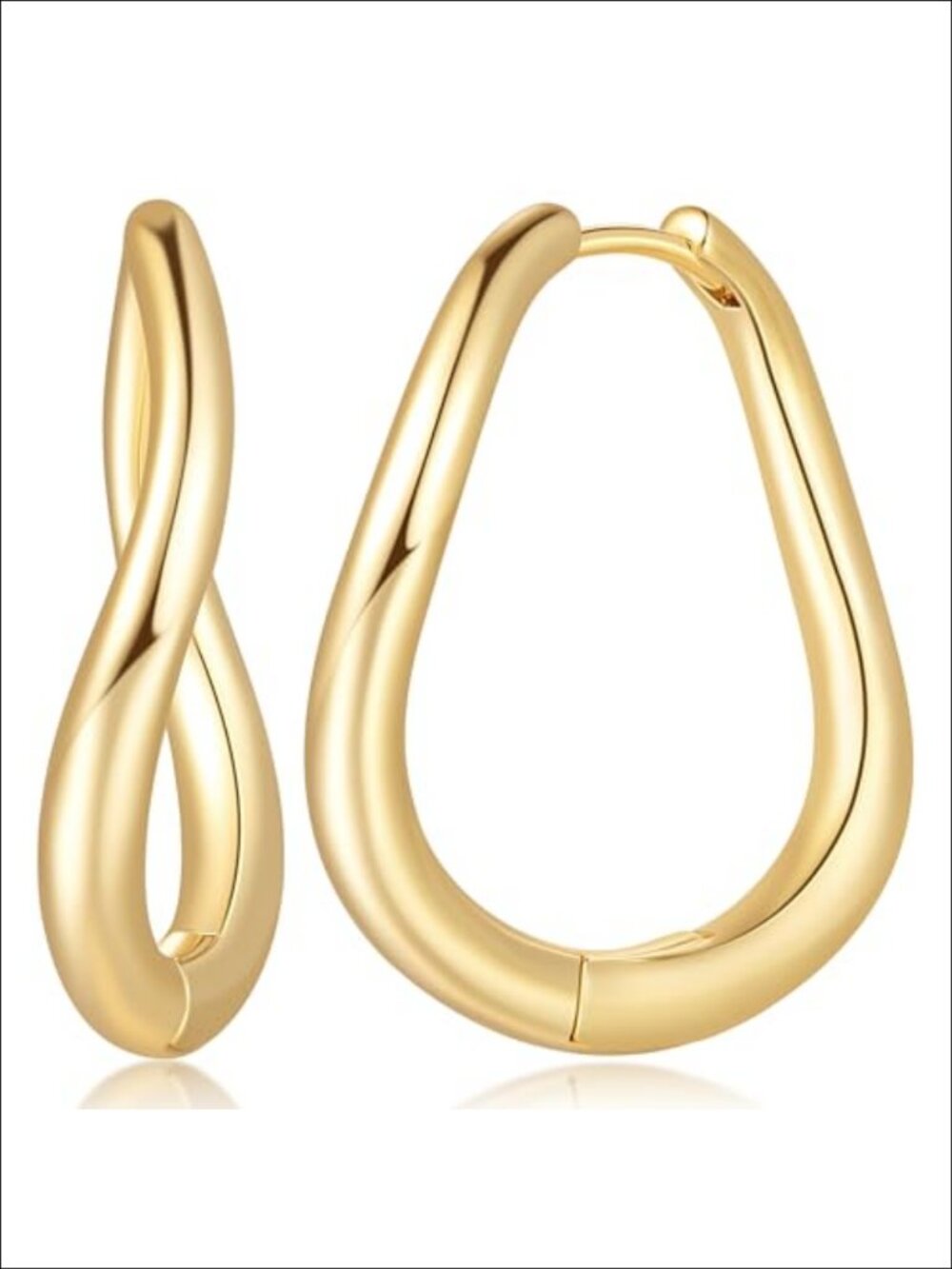 14k Gold Plated Hoop Earrings Twisted Hinged Snap Back Women
